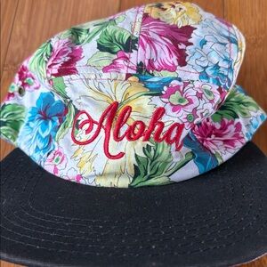 Floral Aloha Cap with Black Brim 5 panel *brand new